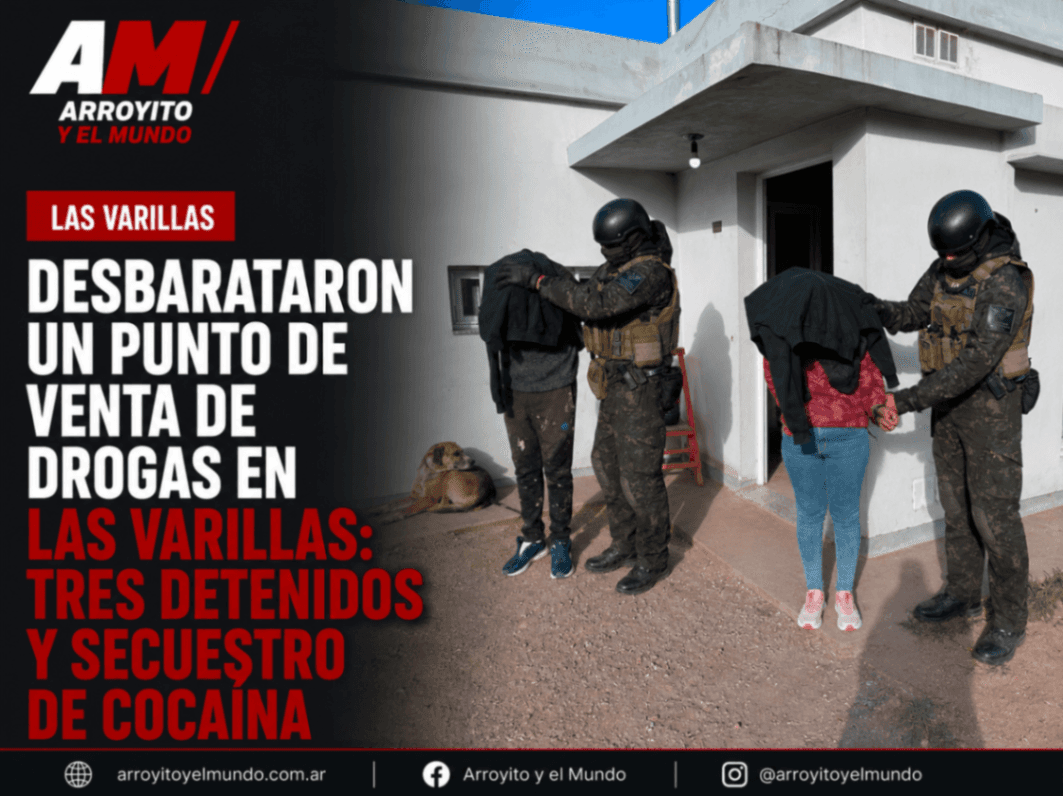 Tres detenidos en Las Varillas por vender drogas y presuntamente cambiarlas por objetos robados