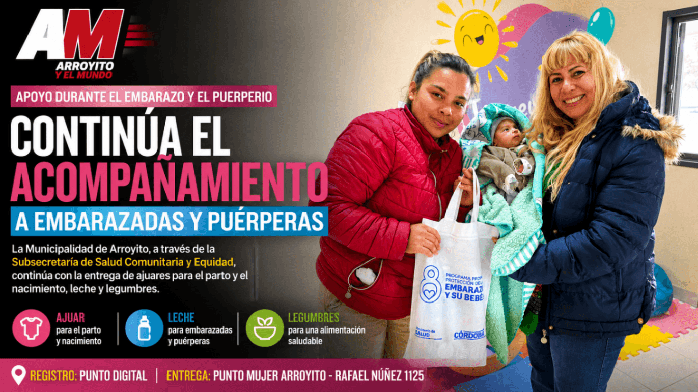 Acompañamiento y asistencia para embarazadas y puérperas en Arroyito