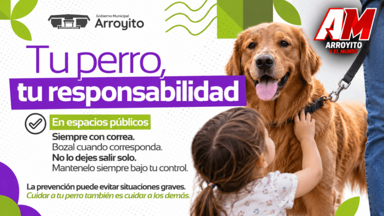 Tenencia responsable: el Municipio de Arroyito recuerda llevar los perros bajo control